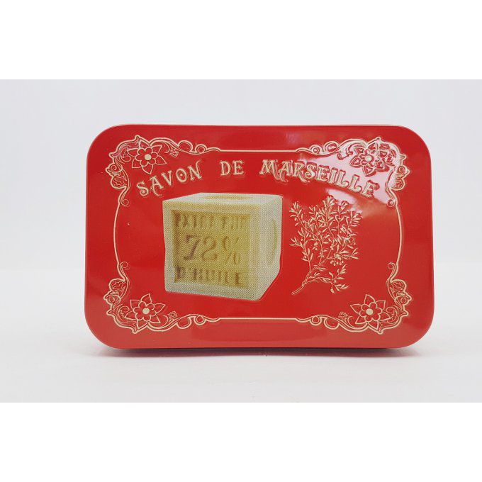 Boite à savon métal rouge décor cube