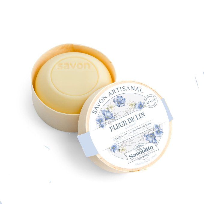 Savon fleur de lin 100g boite en bois