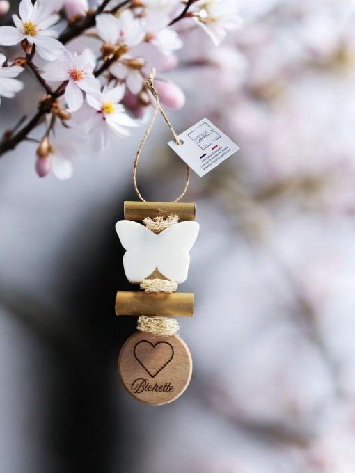 Tresse savon papillon bergamote rond bois "bichette"