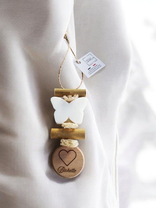 Tresse savon papillon bergamote rond bois "bichette"